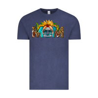 Vintage Denim Football Mom Sunflower Leopard Vintage Tee - BundleAndBundleShop