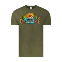 Vintage Olive Football Mom Sunflower Leopard Vintage Tee - BundleAndBundleShop