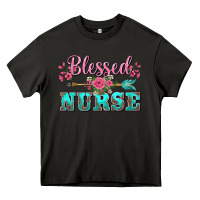 Asphalt western blessed nurse pink floral arrow Heavy Core Tee - BarkalooDesign