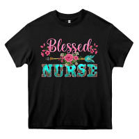 Black western blessed nurse pink floral arrow Heavy Core Tee - BarkalooDesign