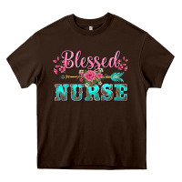 Chocolate Brown western blessed nurse pink floral arrow Heavy Core Tee - BarkalooDesign
