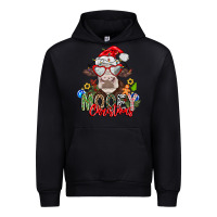 Black Mooey Christmas Urban Hoodie - CowhideDigitalArt