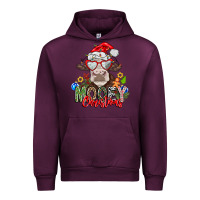 Mauve Wine Mooey Christmas Urban Hoodie - CowhideDigitalArt