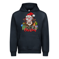 Navy Mooey Christmas Urban Hoodie - CowhideDigitalArt