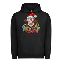 Pigment Black Mooey Christmas Urban Hoodie - CowhideDigitalArt