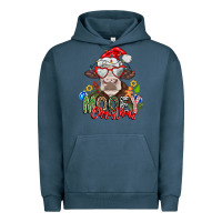 Pigment Midnight Navy Mooey Christmas Urban Hoodie - CowhideDigitalArt