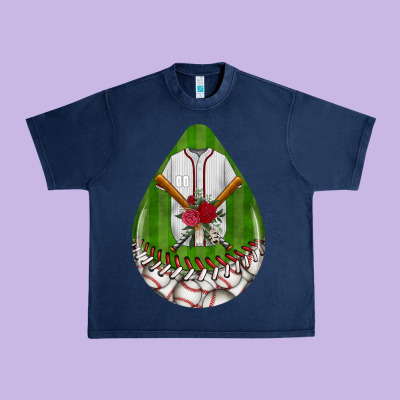 Baseball And Western Roses Teardrop  2 Urban Heavy Tee Designed By Bundleandbundleshop
