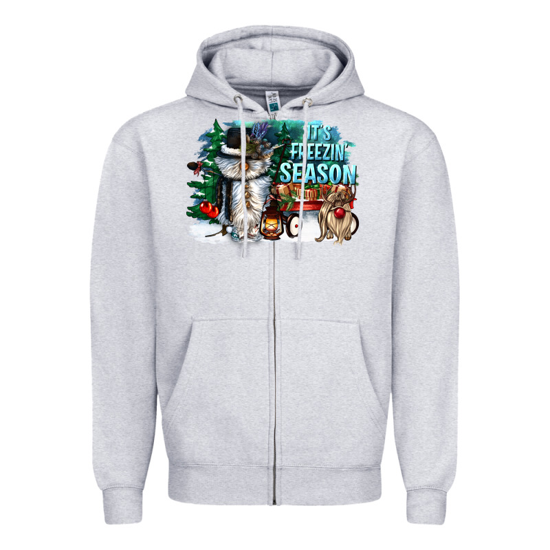 Its Freezin Season Zipper Hoodie by CowGirlArtShop | Teevron