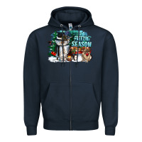 Navy its freezin season Zipper Hoodie - CowGirlArtShop