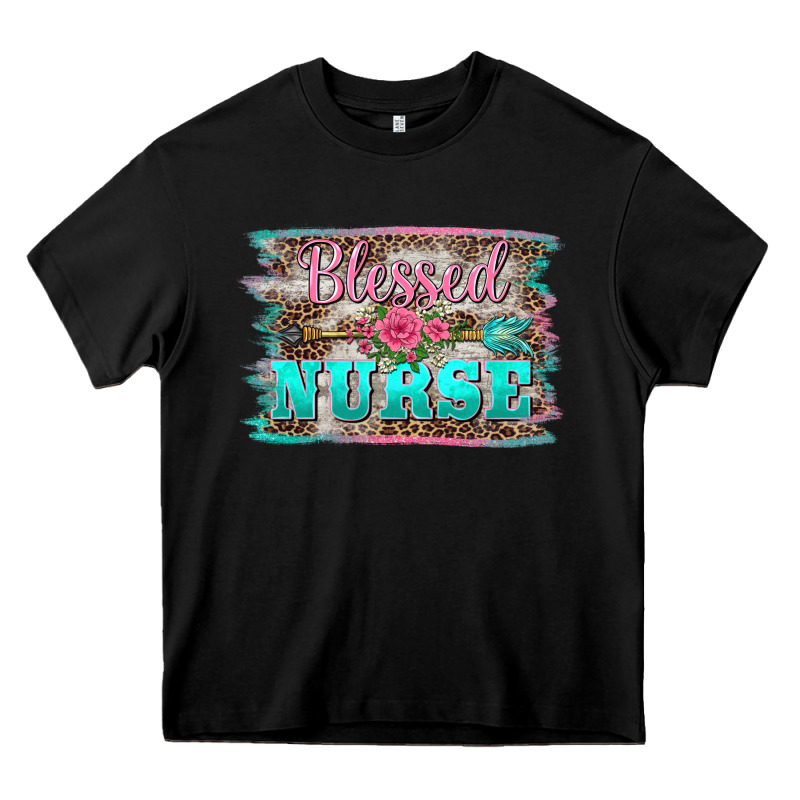 Western Blessed Nurse Pink Floral Arrow  Background Heavy Core Tee by BarkalooDesign | Teevron