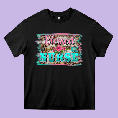 Western Blessed Nurse Pink Floral Arrow  Background Heavy Core Tee Designed By Barkaloodesign