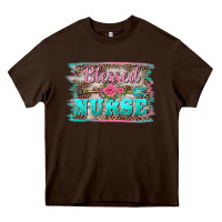 Chocolate Brown western blessed nurse pink floral arrow  background Heavy Core Tee - BarkalooDesign