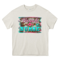 Cream western blessed nurse pink floral arrow  background Heavy Core Tee - BarkalooDesign