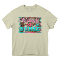 Mossy western blessed nurse pink floral arrow  background Heavy Core Tee - BarkalooDesign