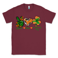 Burgundy Peace Love St.Patrick's Day Classic Tee - BundleAndBundleShop