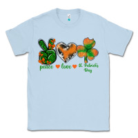 Dusty Blue Peace Love St.Patrick's Day Classic Tee - BundleAndBundleShop