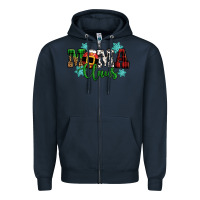 Navy mama claus christmas Zipper Hoodie - CowGirlArtShop