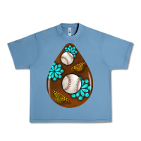 Pebble Blue baseball and western roses teardrop  1 Urban Heavy Tee - BundleAndBundleShop