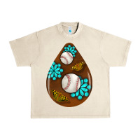 Sandshell baseball and western roses teardrop  1 Urban Heavy Tee - BundleAndBundleShop