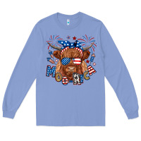 Colony Blue moo rica highland cow Long Sleeve Tee - RanaPortraitStore