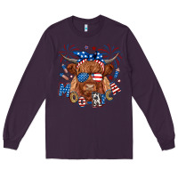 Plum moo rica highland cow Long Sleeve Tee - RanaPortraitStore