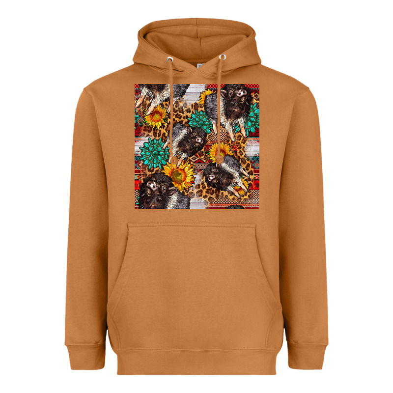 Baby Hampshire Pig Sunflowers Seamless Pattern Heavyweight Hoodie by FaDigitalArtStudio | Teevron