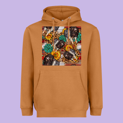 Baby Hampshire Pig Sunflowers Seamless Pattern Heavyweight Hoodie Designed By Fadigitalartstudio