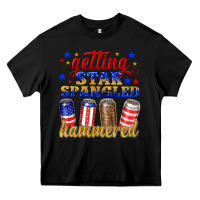 Black getting star spangled hammered Heavy Core Tee - NancyCooperArtShop