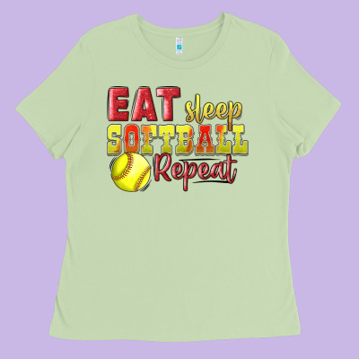 Eat Sleep Softball Repeat Ladies Tee Designed By Lillyallendesigns