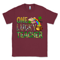 Burgundy One Lucky Teacher St. Patricks Classic Tee - BundleAndBundleShop