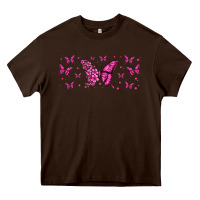Chocolate Brown floral breast cancer butterfly Heavy Core Tee - Jasminsmagicworld