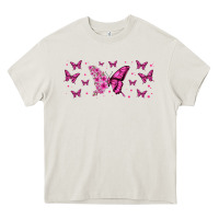 Cream floral breast cancer butterfly Heavy Core Tee - Jasminsmagicworld