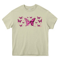 Mossy floral breast cancer butterfly Heavy Core Tee - Jasminsmagicworld