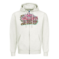 Oatmeal Heather warriors wear pink breast cancer Zipper Hoodie - CowGirlArtShop