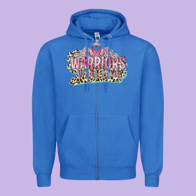 Warriors Wear Pink Breast Cancer Zipper Hoodie Designed By Cowgirlartshop