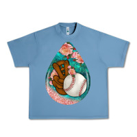 Pebble Blue baseball and western roses teardrop  3 Urban Heavy Tee - BundleAndBundleShop