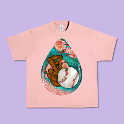 Baseball And Western Roses Teardrop  3 Urban Heavy Tee Designed By Bundleandbundleshop