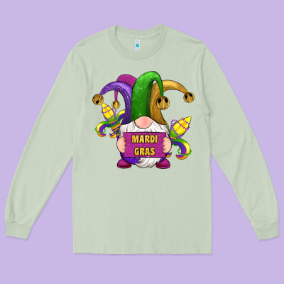 Mardi Gras Gnomes Fleur De Lis Long Sleeve Tee Designed By Ranaportraitstore