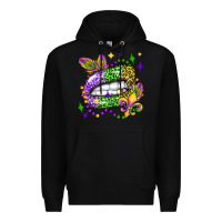 Black mardi gras lip olivia Premium Hoodie - OliviaCreatesArt