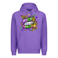 Purple mardi gras lip olivia Premium Hoodie - OliviaCreatesArt