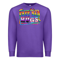 Purple Free dad hugs pride Premium Sweatshirt - FaDigitalArtStudio