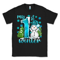Black My 1 St Winter With Cute Snowman Classic Tee - BundleAndBundleShop