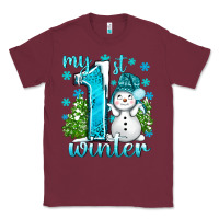 Burgundy My 1 St Winter With Cute Snowman Classic Tee - BundleAndBundleShop