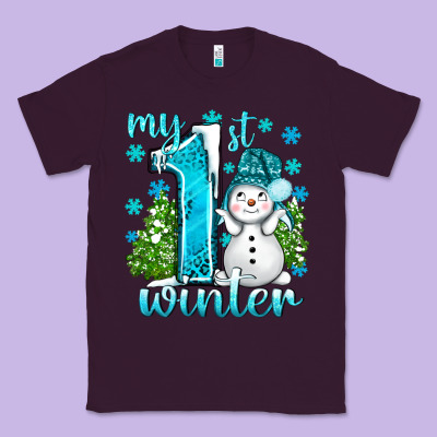 My 1 St Winter With Cute Snowman Classic Tee Designed By Bundleandbundleshop