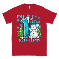 Red My 1 St Winter With Cute Snowman Classic Tee - BundleAndBundleShop