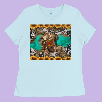 Western Boots And Sunflowers Tumbler Ladies Tee Designed By Jasminsmagicworld
