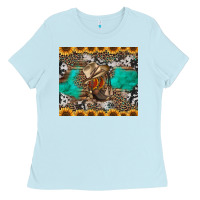 Baby Blue western boots and sunflowers tumbler Ladies Tee - Jasminsmagicworld
