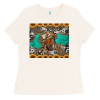 Bone western boots and sunflowers tumbler Ladies Tee - Jasminsmagicworld