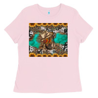 Bubblegum Pink western boots and sunflowers tumbler Ladies Tee - Jasminsmagicworld