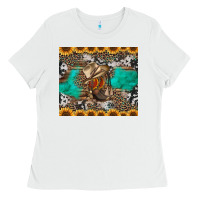 White western boots and sunflowers tumbler Ladies Tee - Jasminsmagicworld